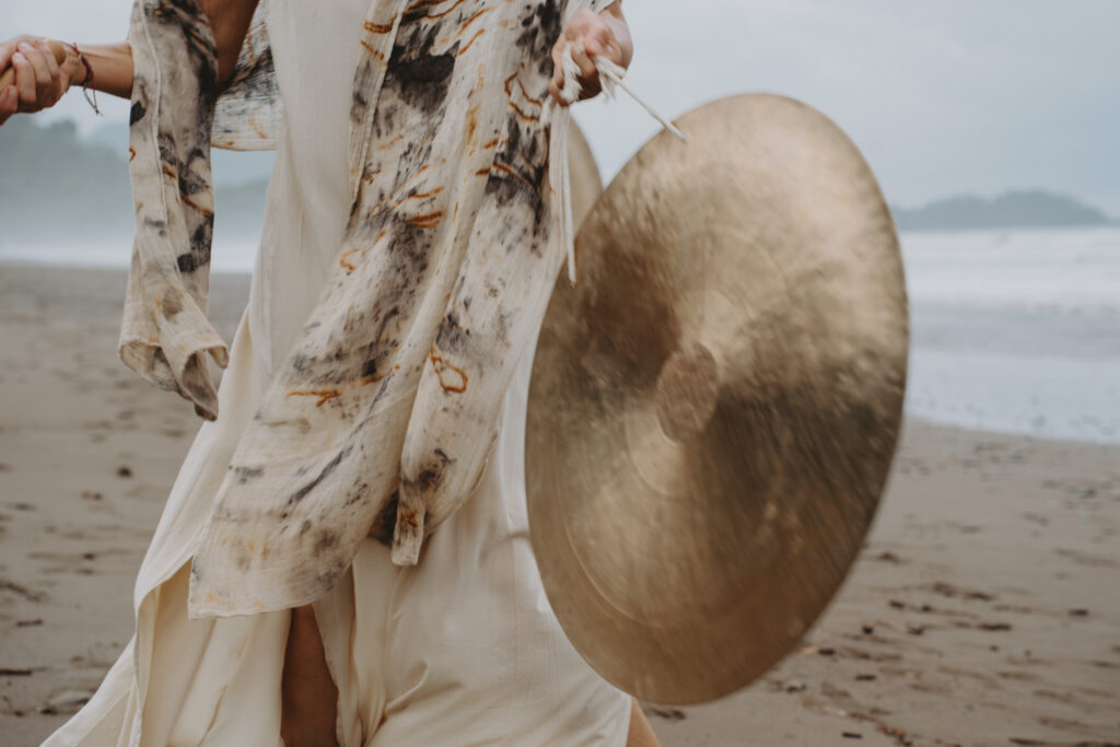Gong Player at the Beach in Costa Rica